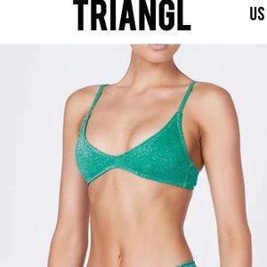 Super cute green sparkly triangl top